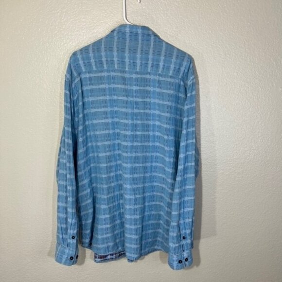 Carbon 2 Cobalt Blue Colorful Art Long Sleeve Button Shirt XL - Picture 4 of 4